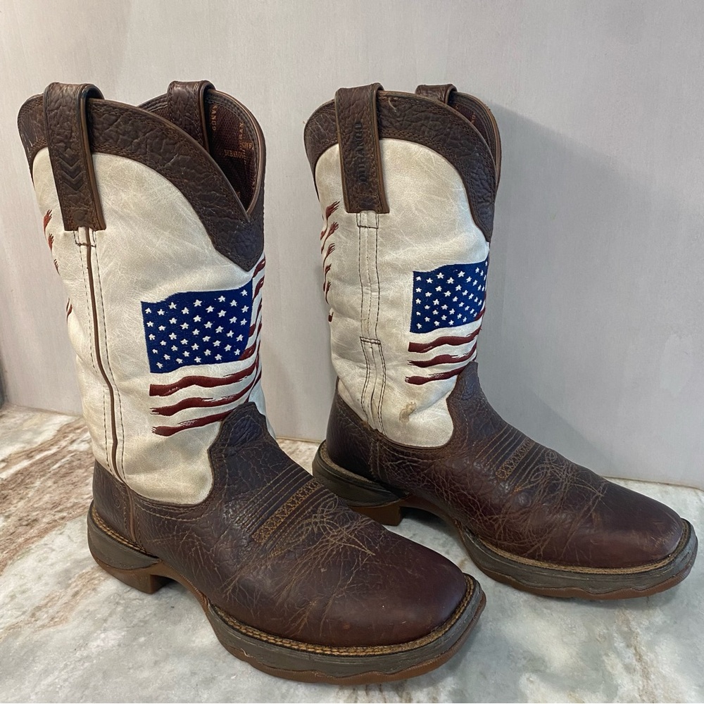 Durango Lady Rebel Distressed American Flag Western Boots US 6.5M